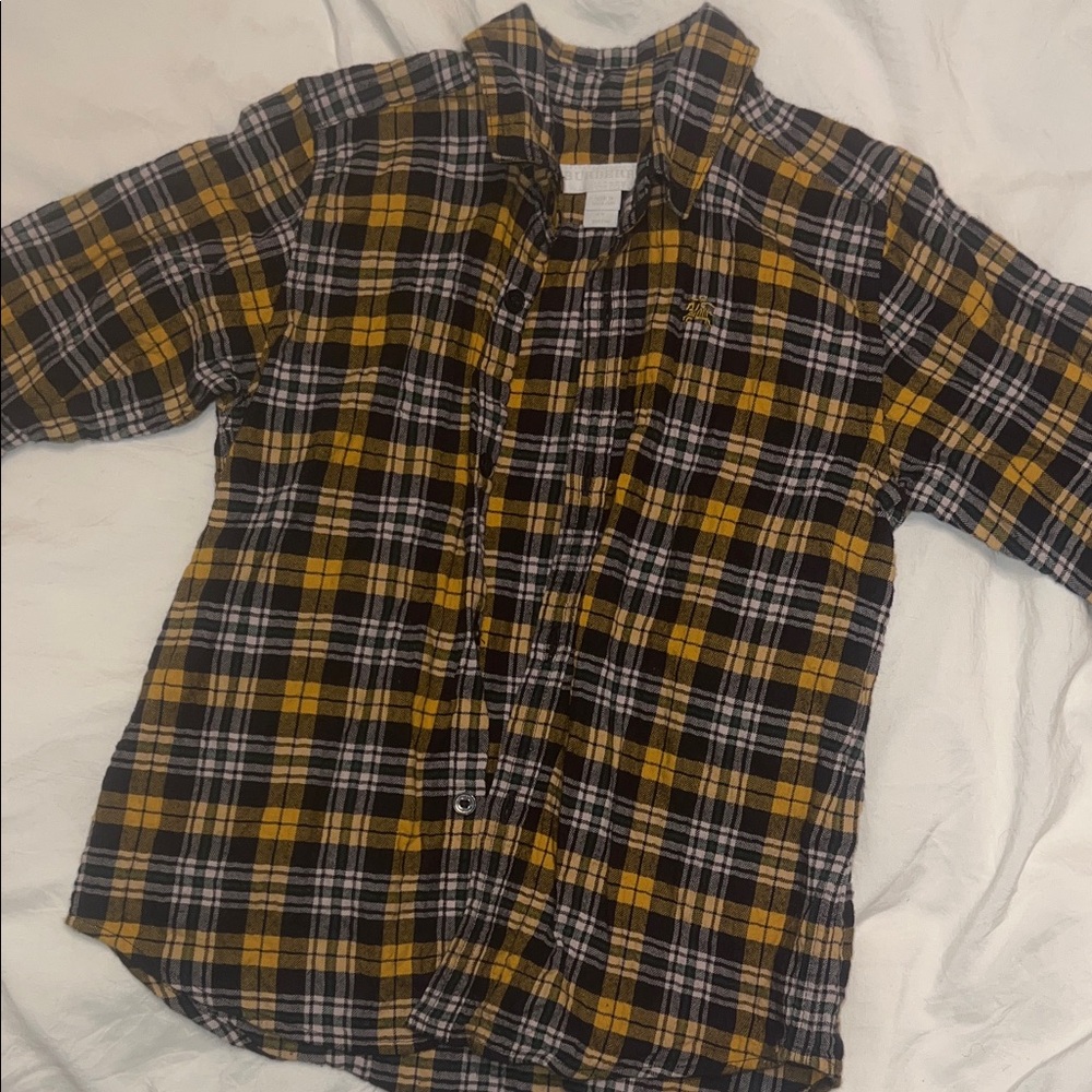 Burberry Yellow and Black Checkered Shirt
